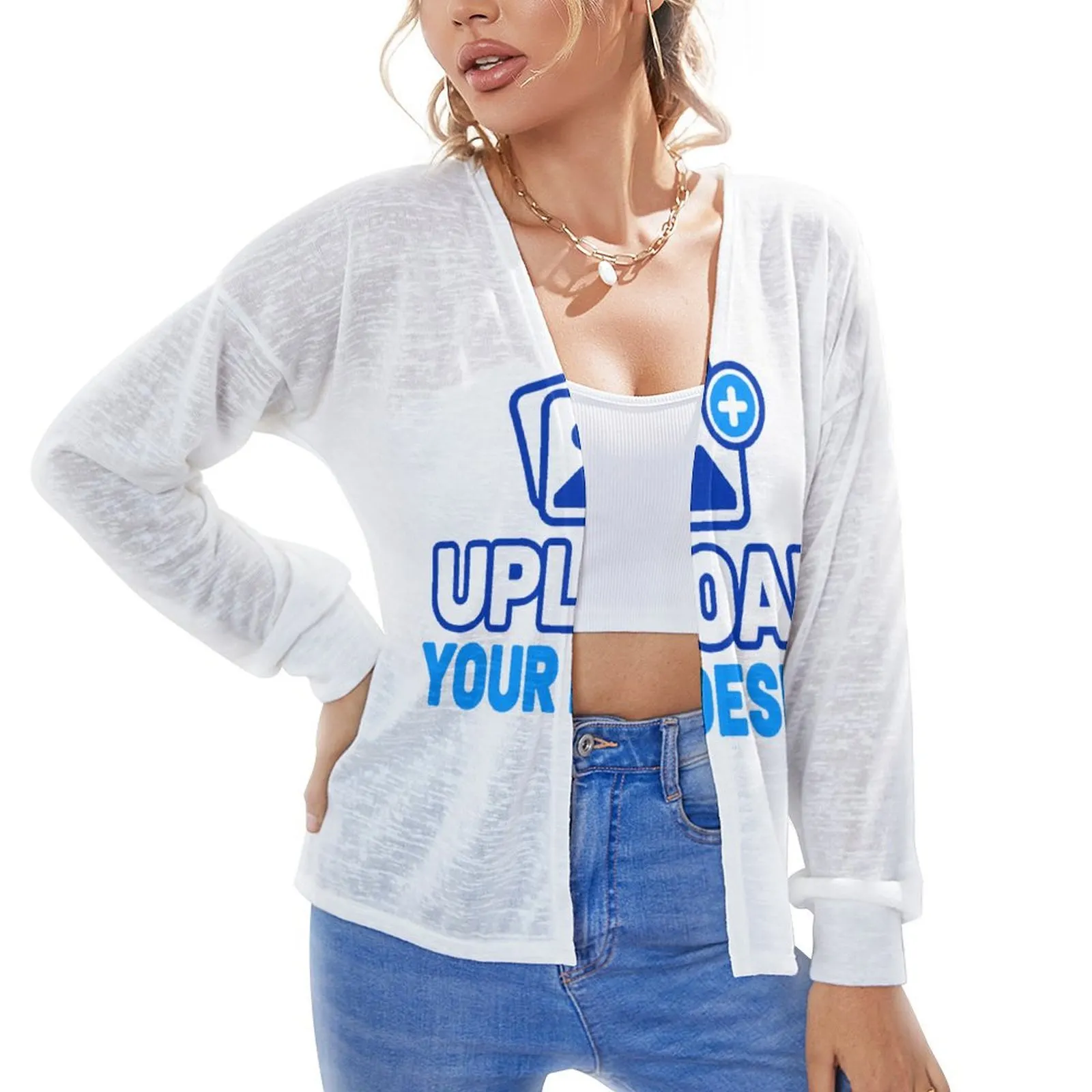 Drop-Shoulder Textured Cardigan &ndash; personalized print product image 9