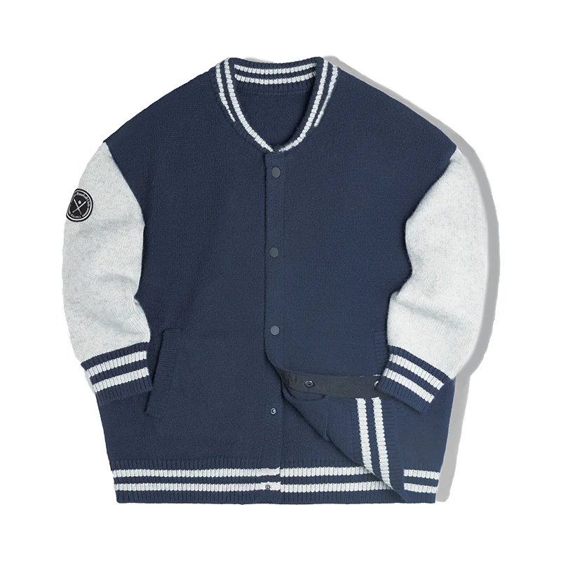 Aonga -  Casual Knitted Baseball Uniform for Men Loose Bomber Jacket Windbreak Varsity Coats    Designer Cardigans College Wear