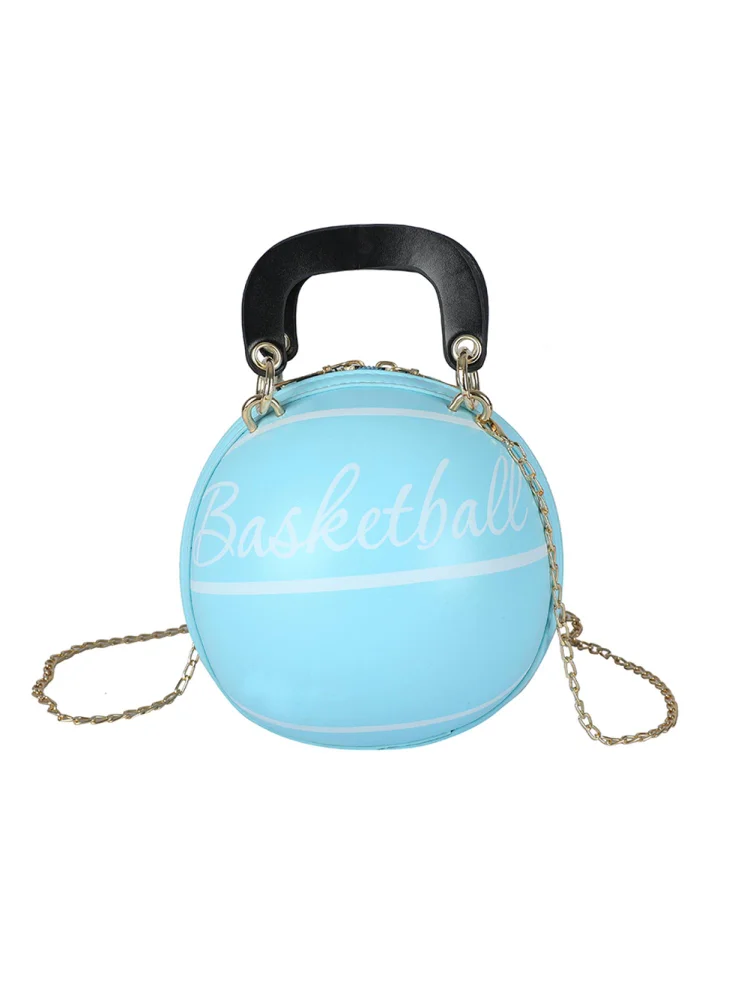 Women Shoulder Bags Basketball Chain Ball Purse Crossbody Handbag (Blue)