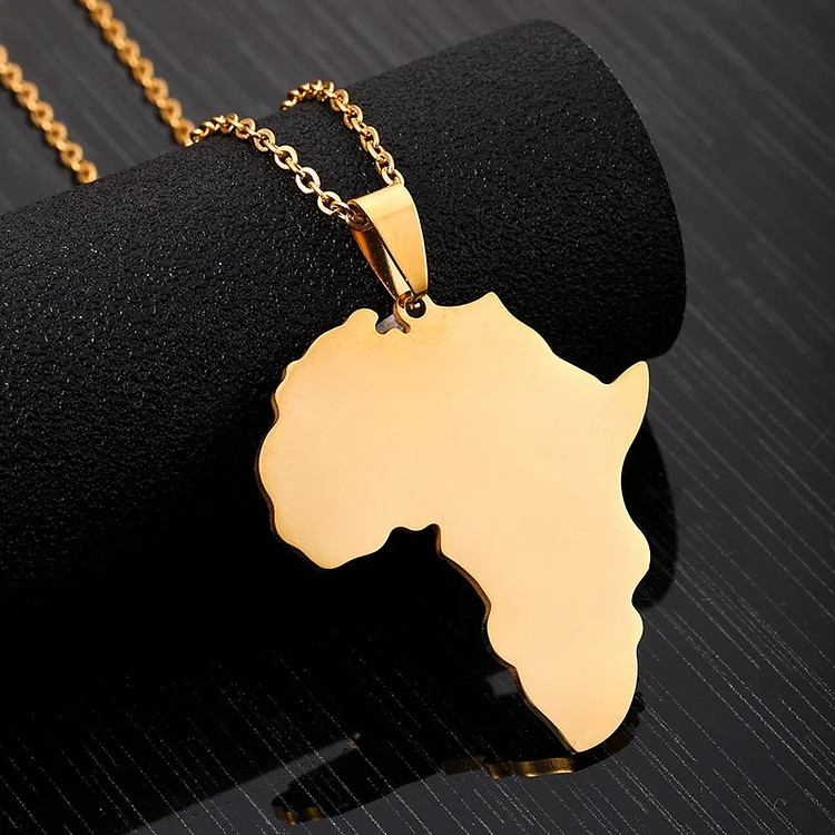 African Map Pendant Necklace Gold Silver Jewelry