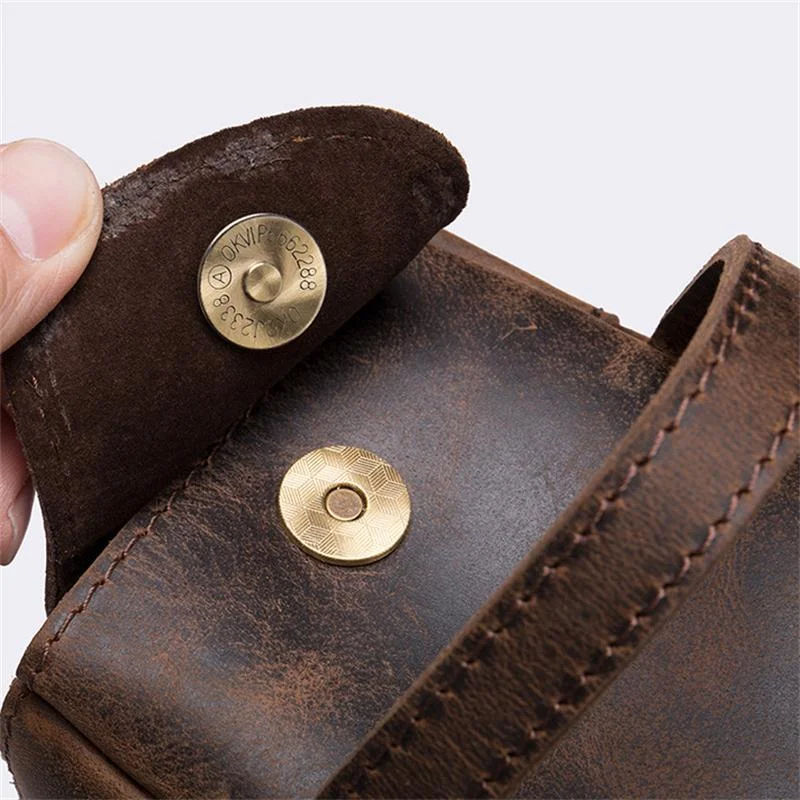 Men's Leather Retro Leather Clutch Large Capacity Wash Bag