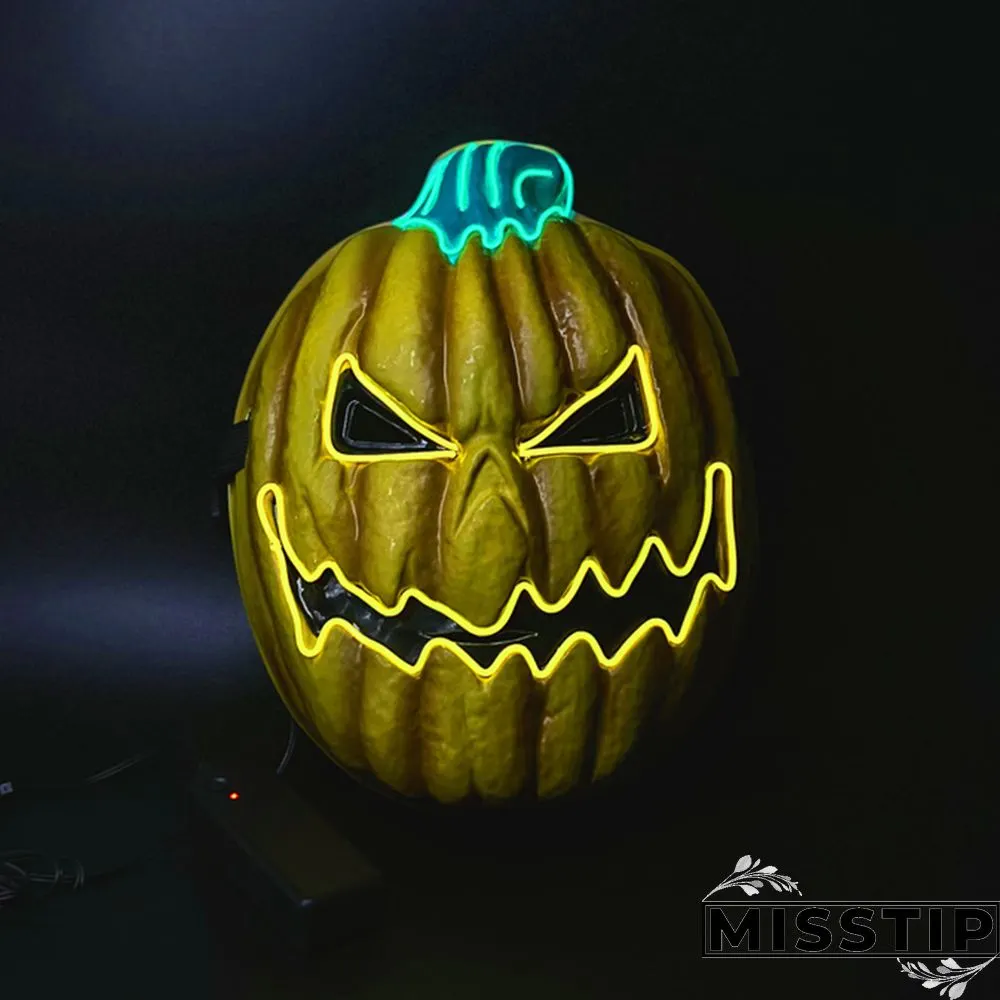 Red Green Halloween Pumpkin Light Up Mask