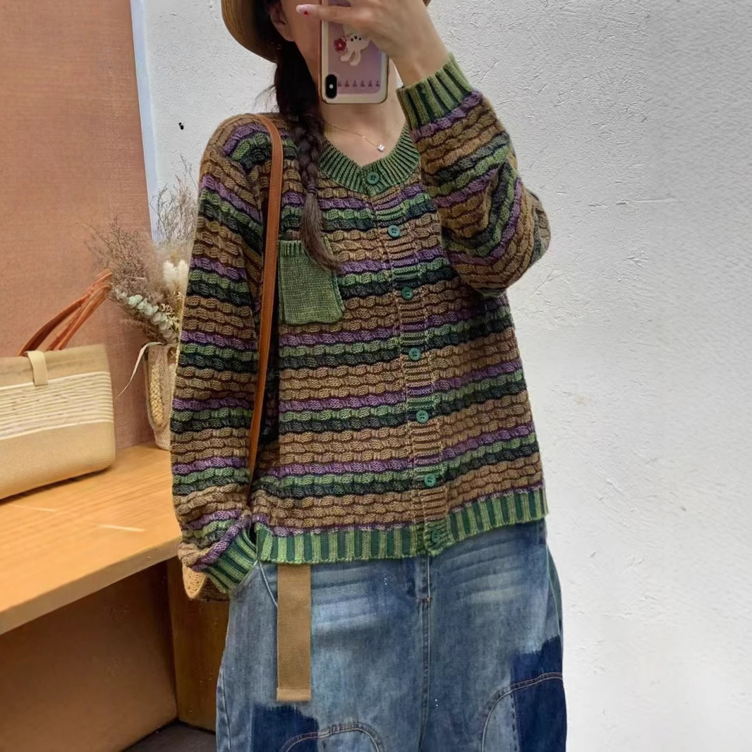 Chicfifth Sweater Women Winter Long Sleeve High Quality Autumn Vintage Top Knitted Cardigan