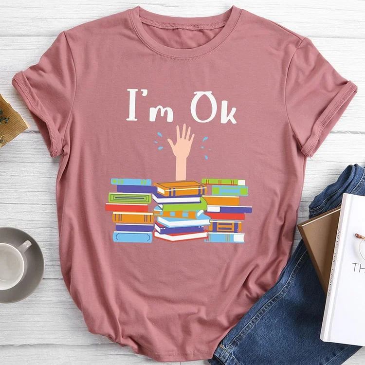I AM OK Round Neck T-shirt-Annaletters