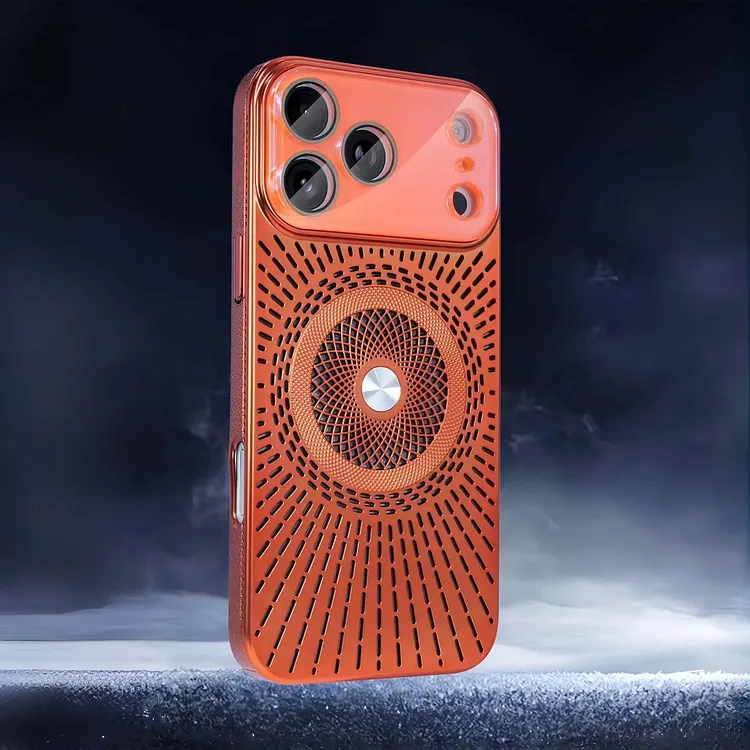 iPhone 17 ProMax/16/15/14/13/12 Hollow Back Panel Heat Dissipation Breathable Mobile Phone Case With Magnetic Ring 