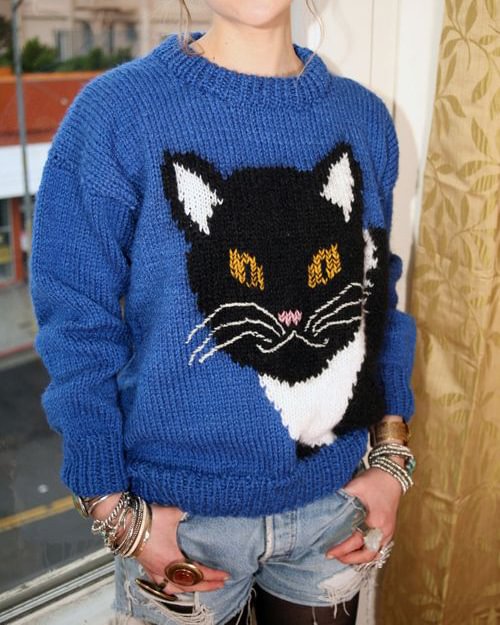 Fun Animal Cat Knitted Sweater