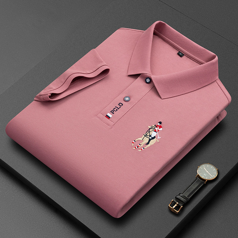 Geswet men casual outfit Summer New Men's Polo Short Sleeve T-shirt Pearl Cotton Quick Dry Embroidery Fashion Versatile casual turn-down collar tops