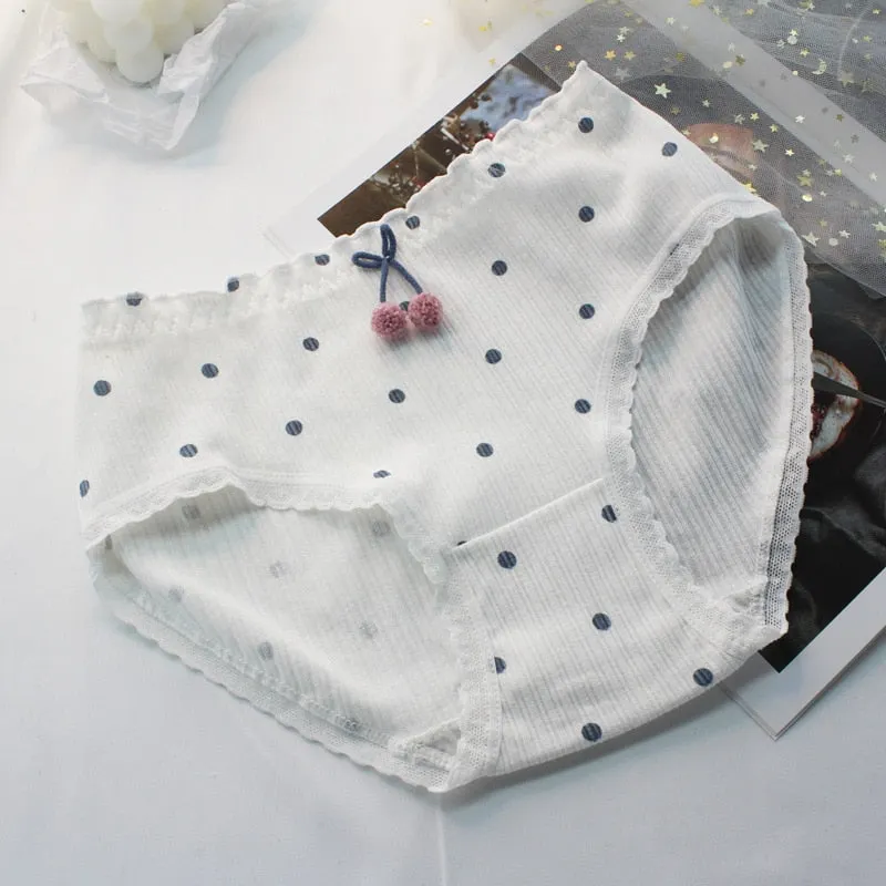 Women's Cotton Underwear Fashion Stripe Plaid Panties Sexy Lace Panties Middle Waist Seamless Comfortable Briefs Female Lingerie