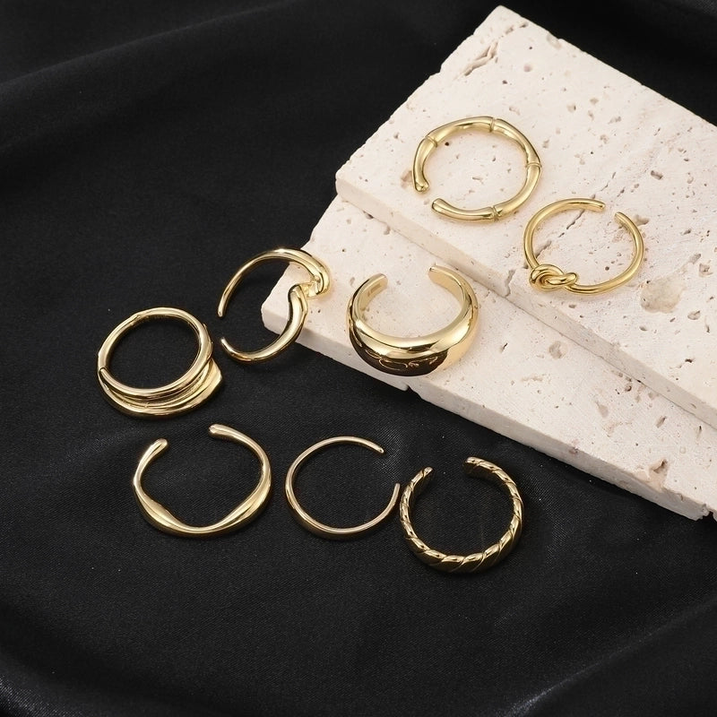 Minimalist Round Knot 304 Stainless Steel 18K Gold Plated Plating Open Rings