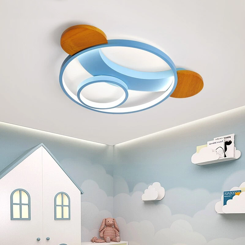 New  Pink/Blue Toy Bear Remote Control Dimming Ceiling Lights For Baby Bedroom Study Room Luminaria Ceiling Lamp Home Lighting