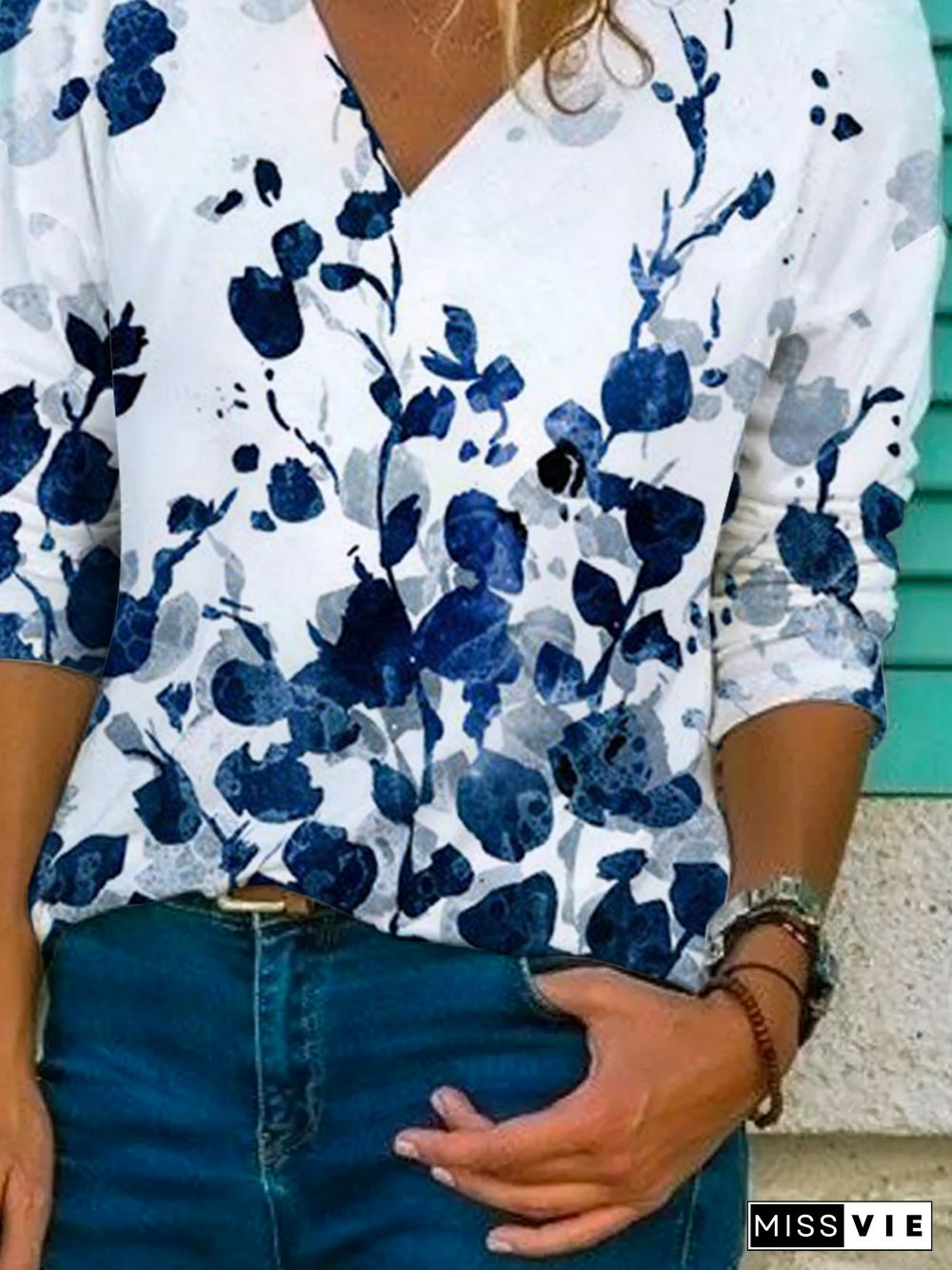 Long Sleeve Casual Floral Tops