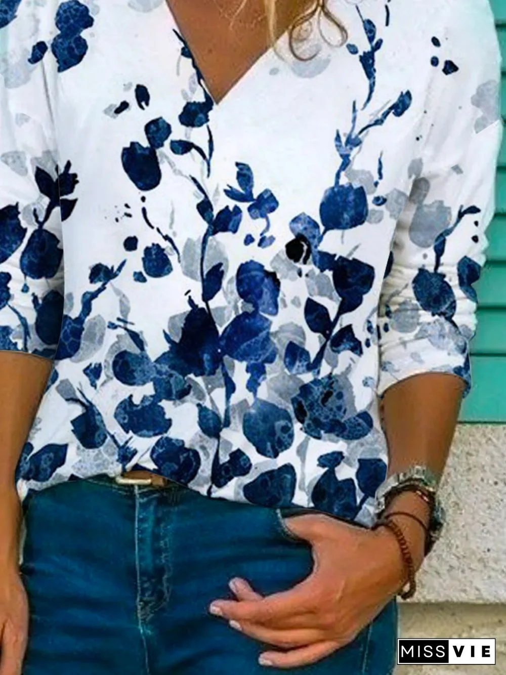 Long Sleeve Casual Floral Tops