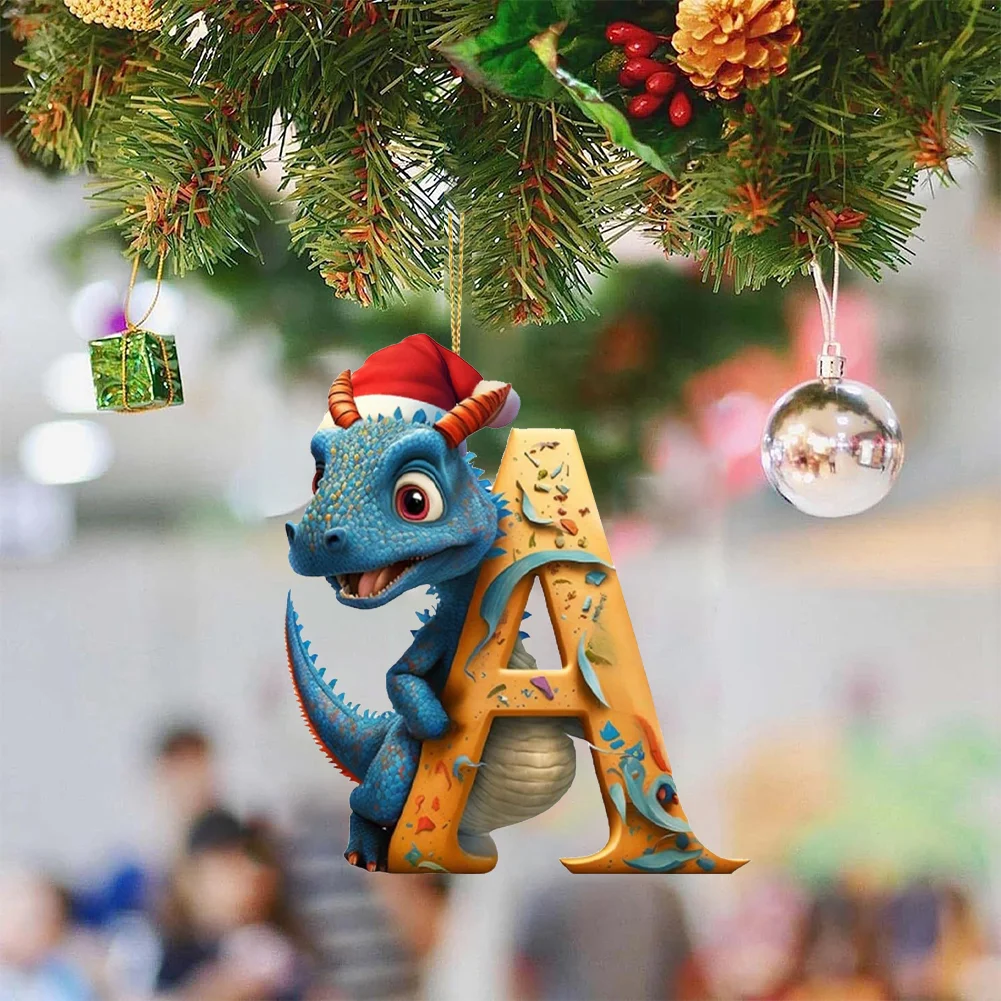 Christmas Cute Dragon Pendants Acrylic Letter Shaped Exquisite for Xmas Tree Car