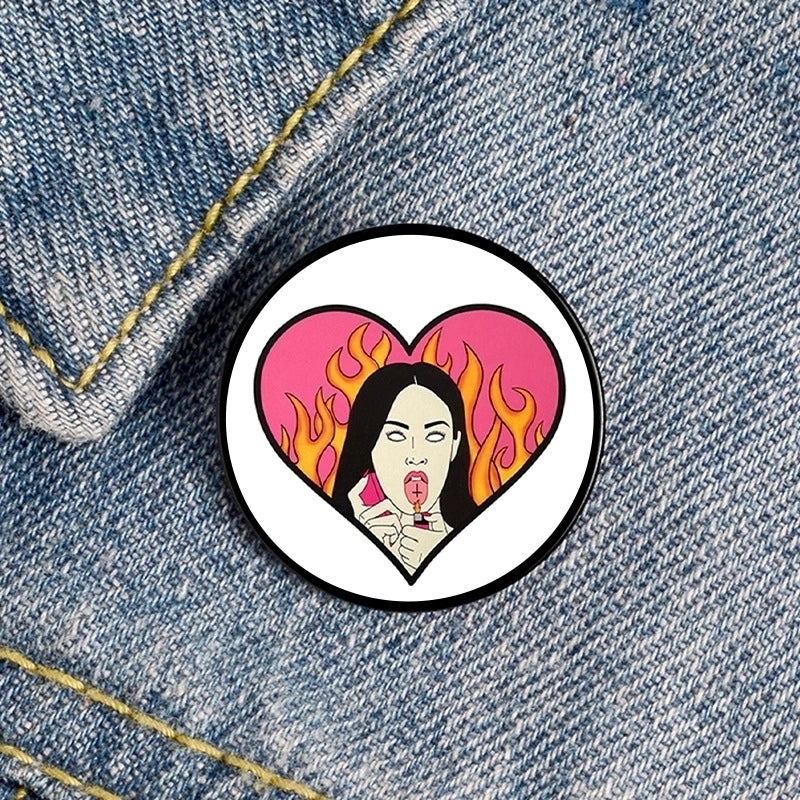 Cartoon Style Pin Cartoon Character Heart Shape Alloy Mixed Materials Unisex Brooches