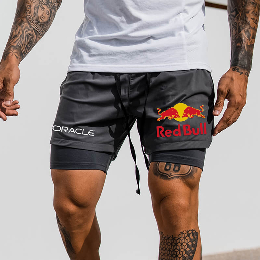Men's Print Double Layer Sports Shorts / TECHWEAR CLUB / Techwear