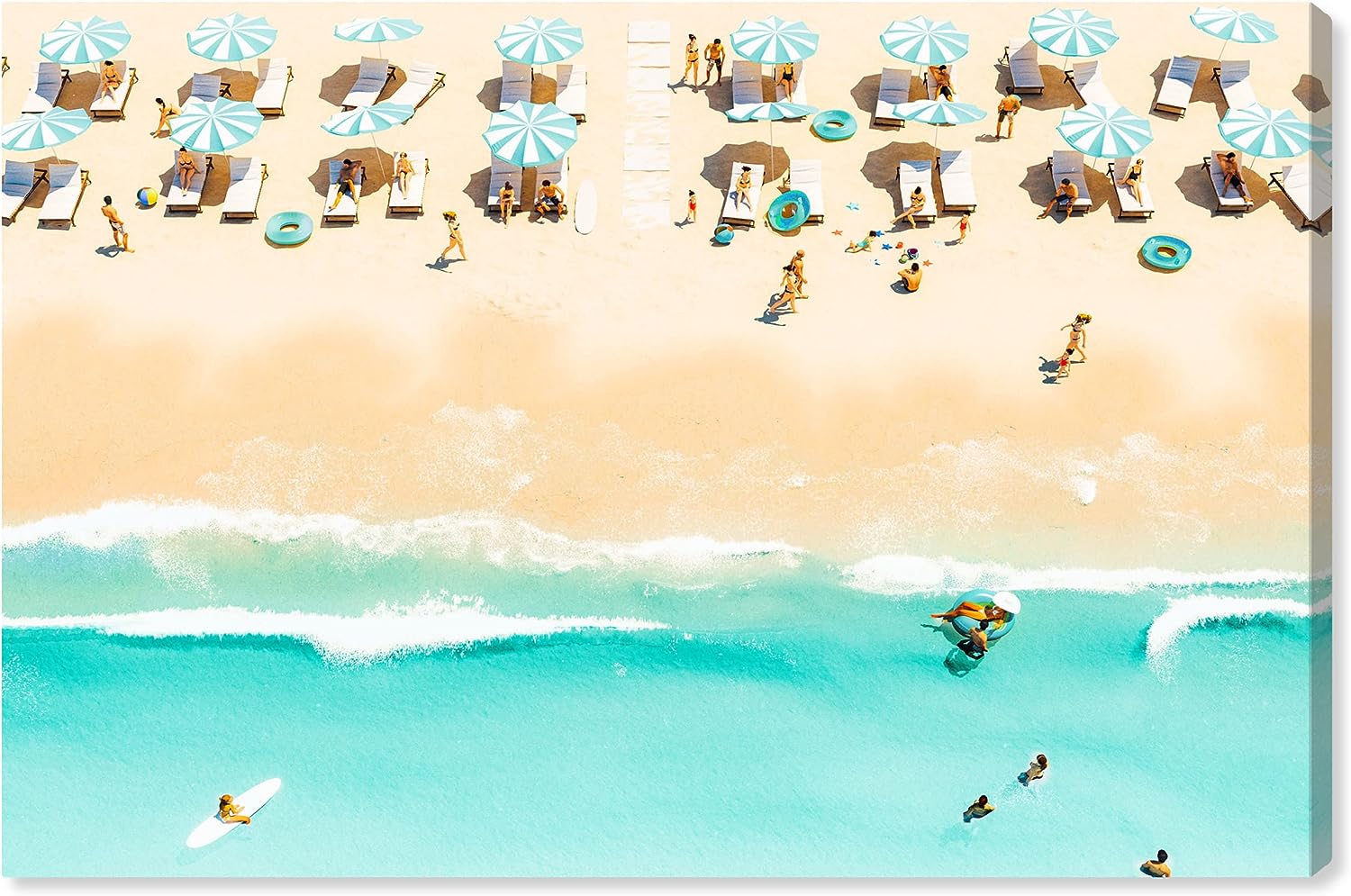 The Oliver Gal Artist Co. Nautical and Coastal Contemporary Aqua Beach Umbrellas Canvas Wall Art Aqua Beach Umbrellas Living Room Bedroom and Bathroom Home Decor 45 in x 30 in Blue and Brown 45 in x 30 in