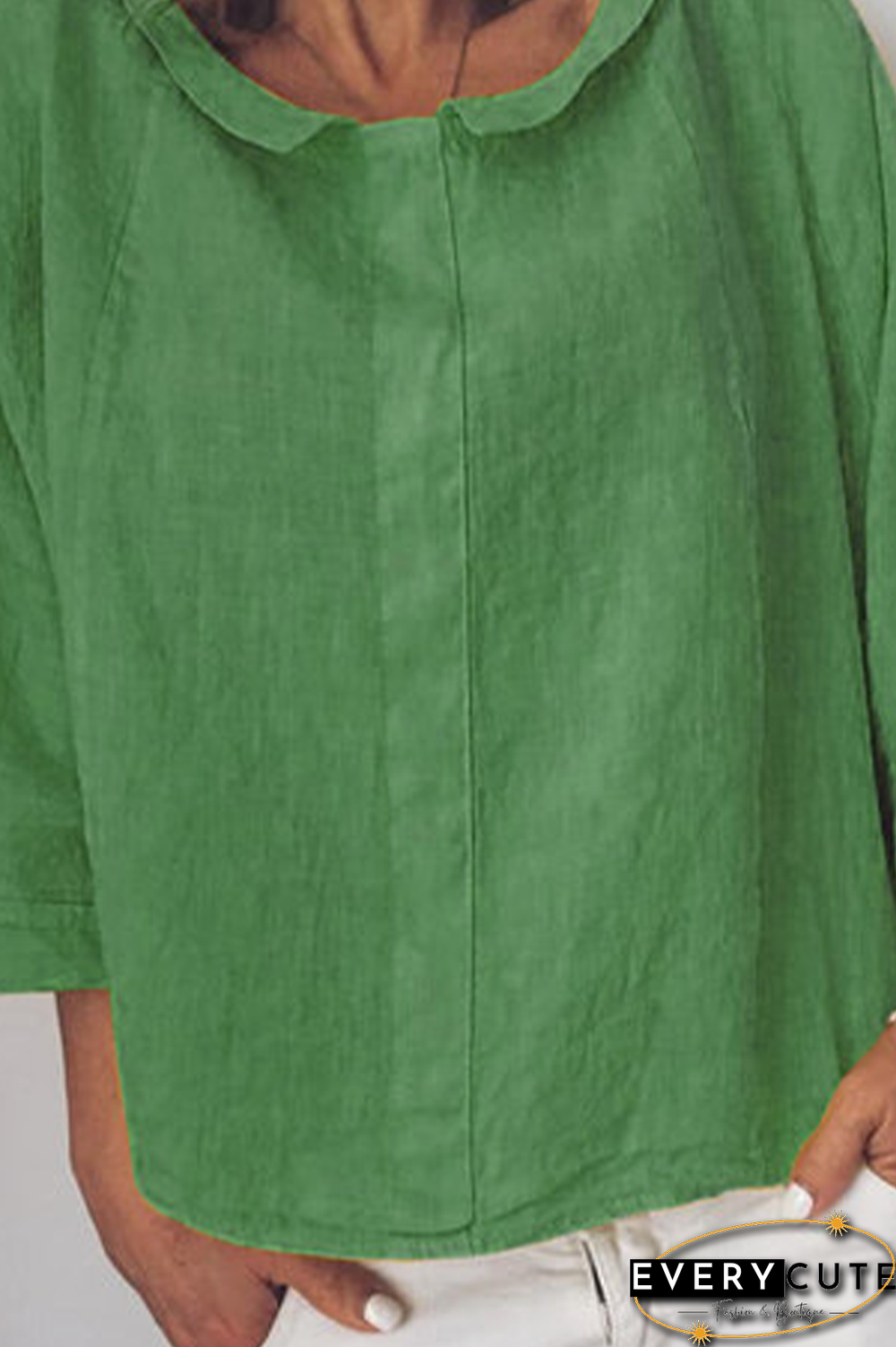 Solid O Neck Loose Blouse