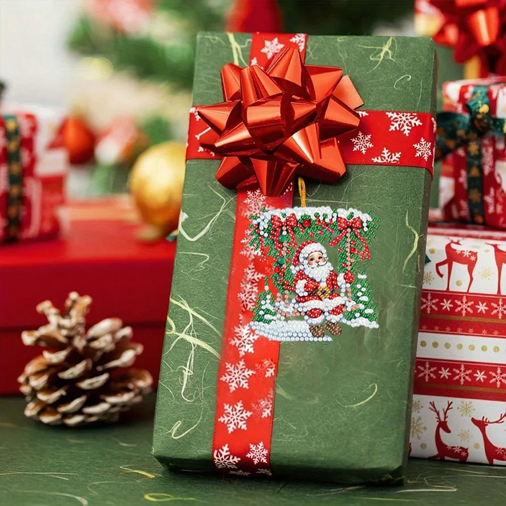 15pcs Xmas Santa Claus Theme 2D Flat DIY Hanging Diamond Art Kits Home Decor
