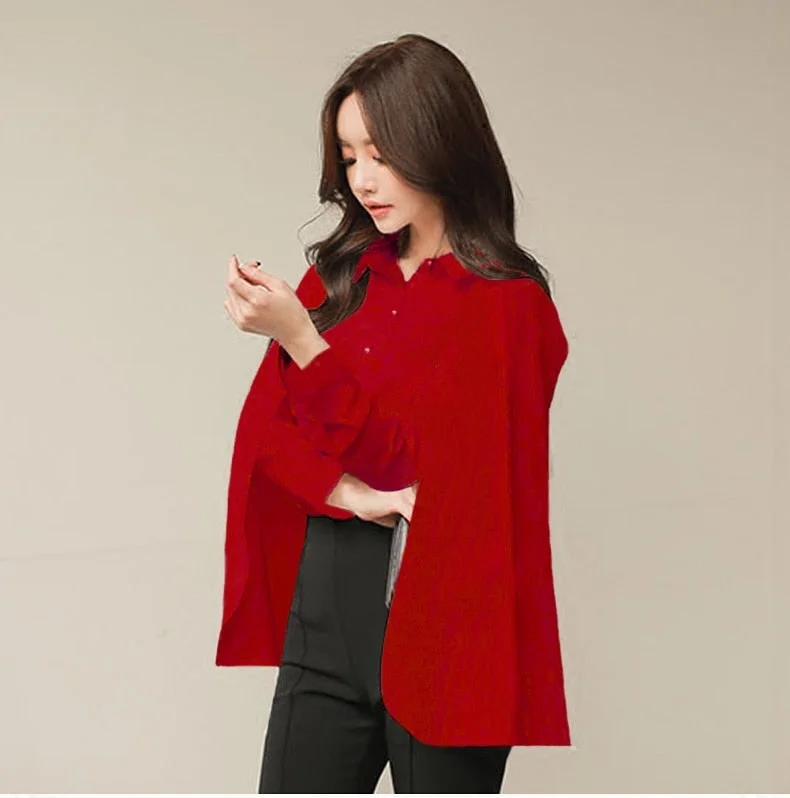 Graduation Gifts  S-XXL Plus Size Women Shirts Cloak Sleeve Cape Blouse Chiffon Blouse Office Lady Elegant Shirt 2022 Camisas Mujer Chemises Femme
