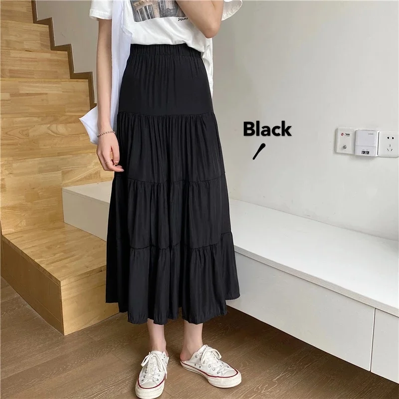 Churchf Churchf Splicing Cotton Linen Skirt Literary And Fresh Skirt High Waist Versatile A Line Skirt Casual Skirt