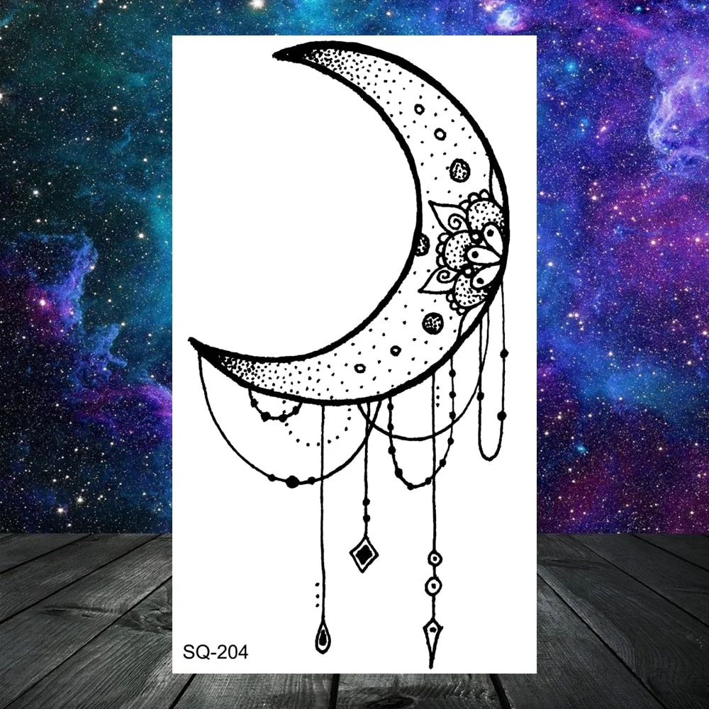 3D Universe Planet Temporary Tattoos For Women Adult Kids Girl Lotus Moon Outer Space Fake Tattoo Neck Arm Hands Small Tatoos