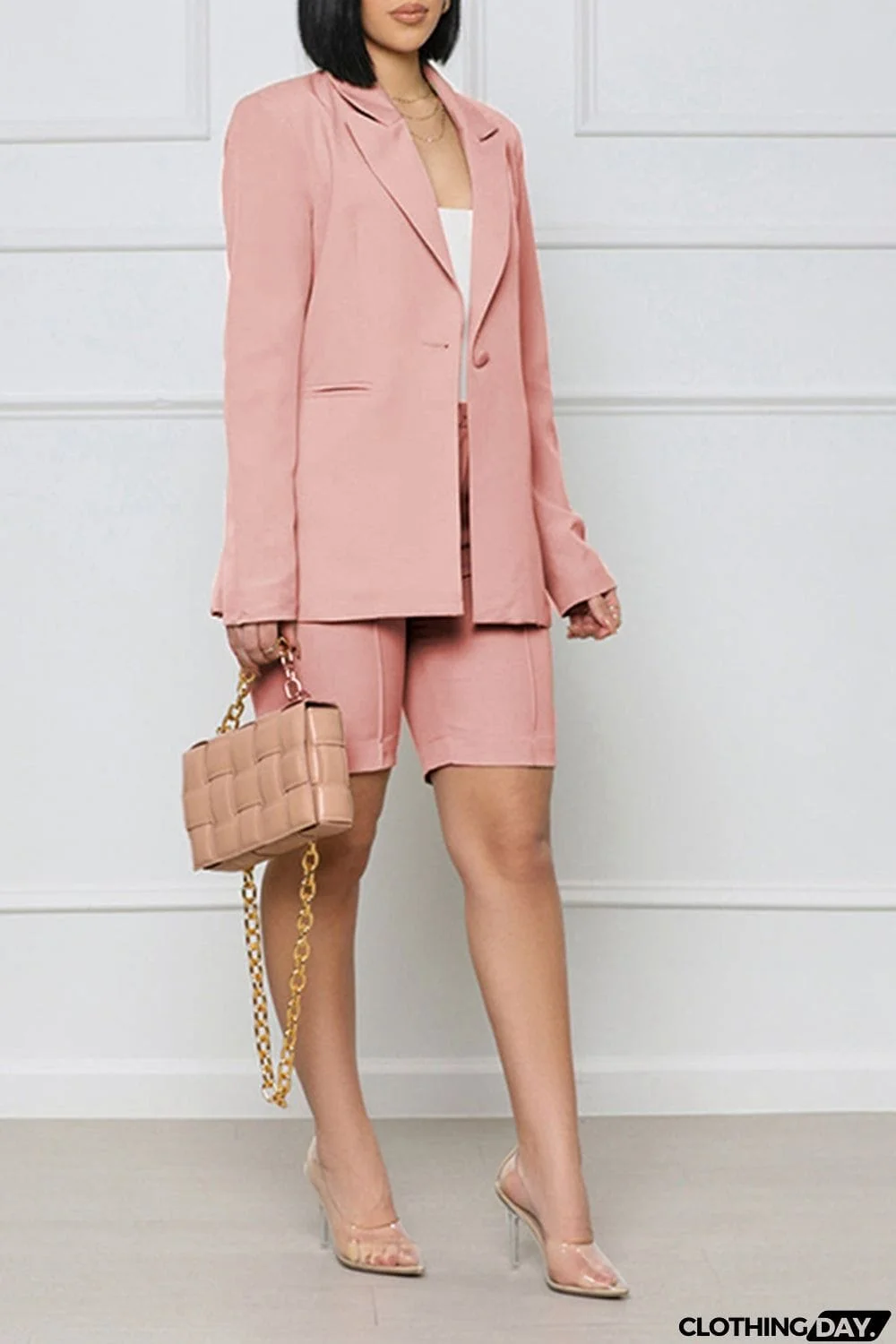 Long Sleeve Blazer and Shorts Set