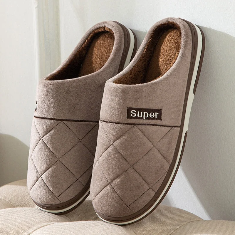 Size 47 48 49 50 Large Size Men's Cotton Slippers for Autumn Winter Extra Large Plus Size Home Warm Thick-soled Indoor Slippers
