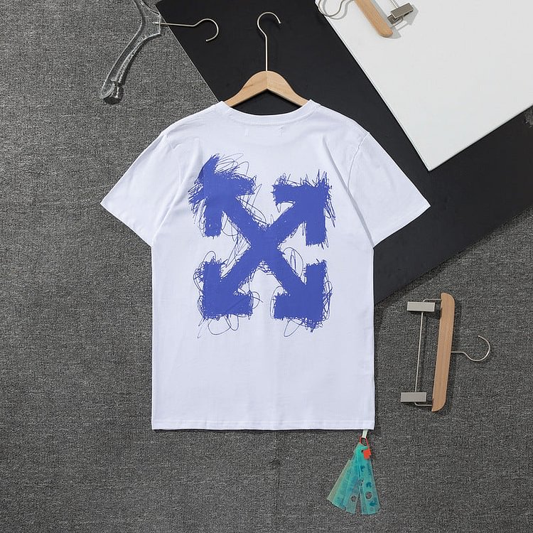 Off White T Shirt Dating Cream Depicts Cross Arrow Leisure