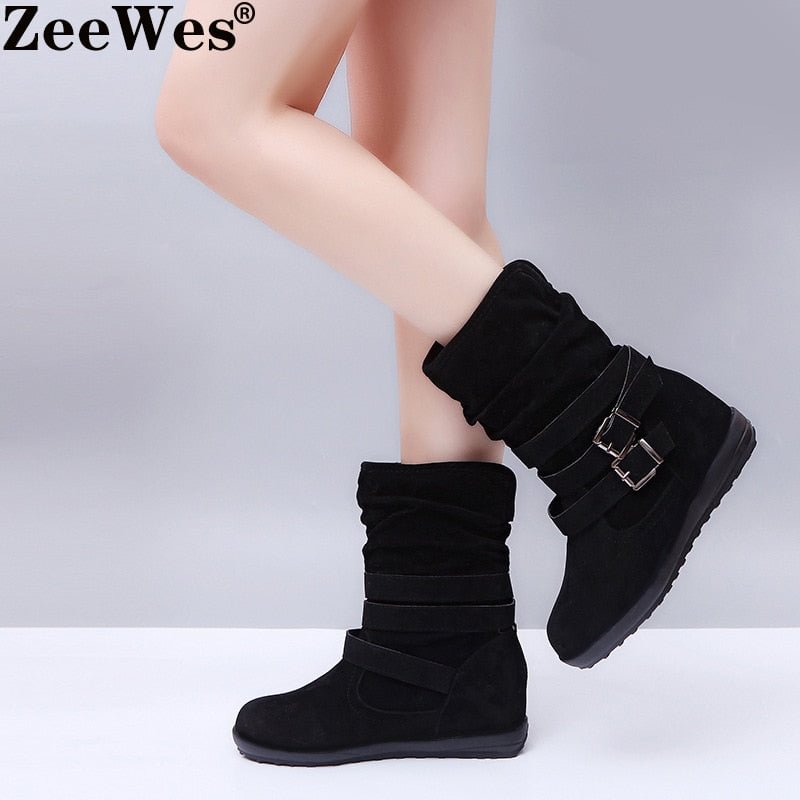 2019 popular European and American large snow boots women's flat sole Plush nude boots sell new women's shoes quickly