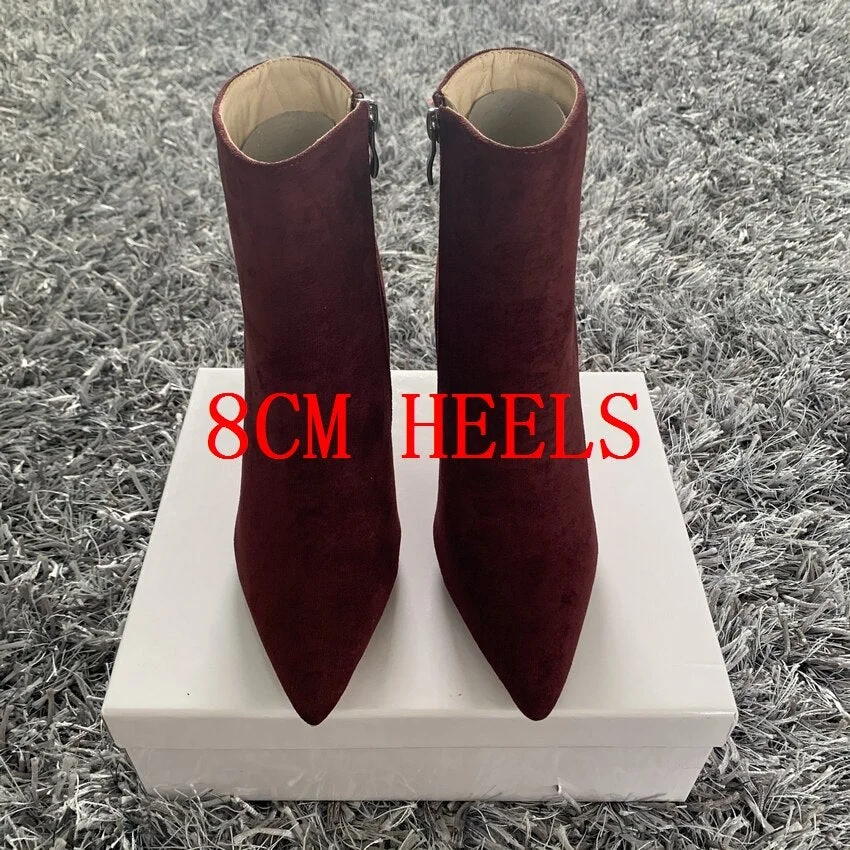 Brand Fashion Women Ankle Boots Zip Pointed Toe Footwear 10CM High Heels Female Boots Party Shoes Women 2020 New Winter
