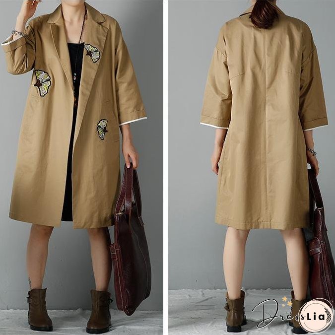 Khaki plus size woman coats oversize trench cardigans