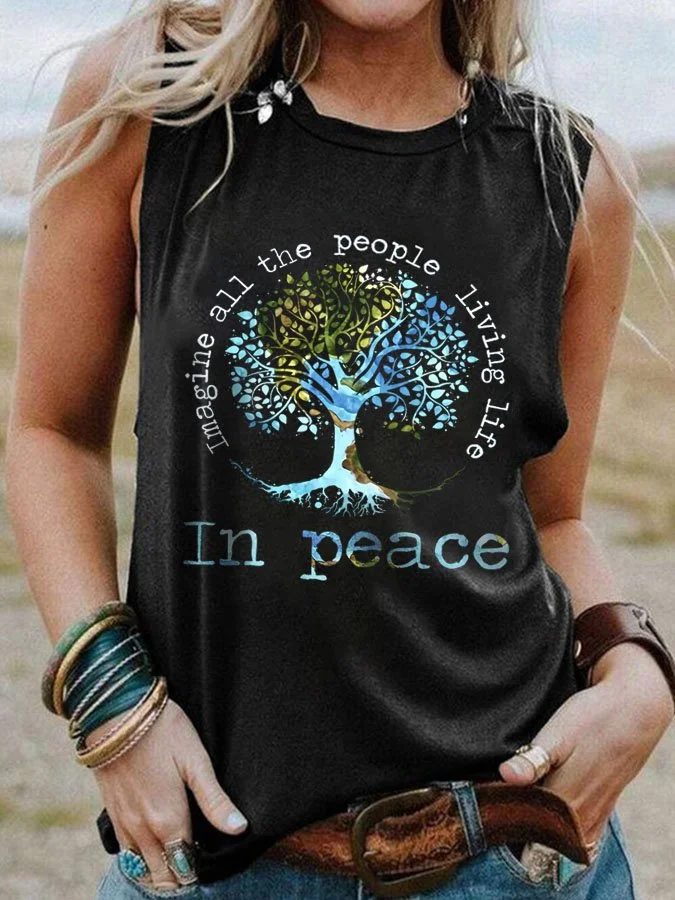 Imagine All The People Living Life In Peace Print Vest