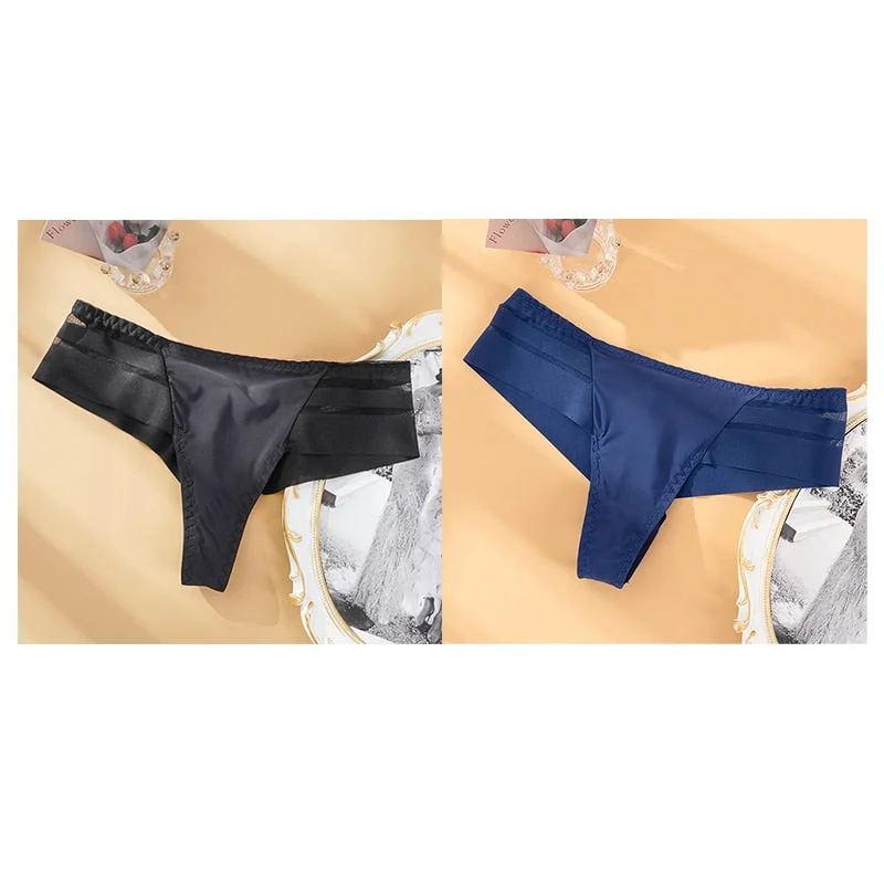 2PCS/Set Sexy Women's G-string Panties Seamless Panties Perspective Underwear  Girls Intimates Lingerie See-Through Underpants