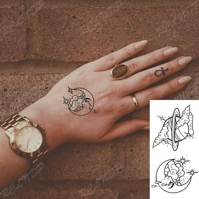 Waterproof Temporary Tattoo Sticker Compass Arrow Roman Clock Anchor Small Body Art Flash Tattoo Fake Tattoo for Women Men