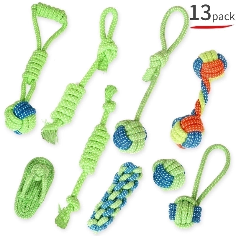 2 Pieces Pet Dog Cotton Rope Toys Tooth Cleaning Chewing Rope Combination Set Pet Supplies