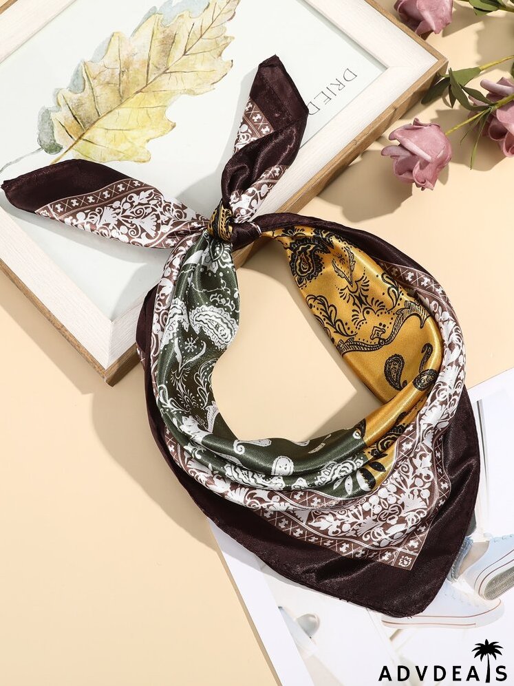 Color Block Paisley Pattern Scarf