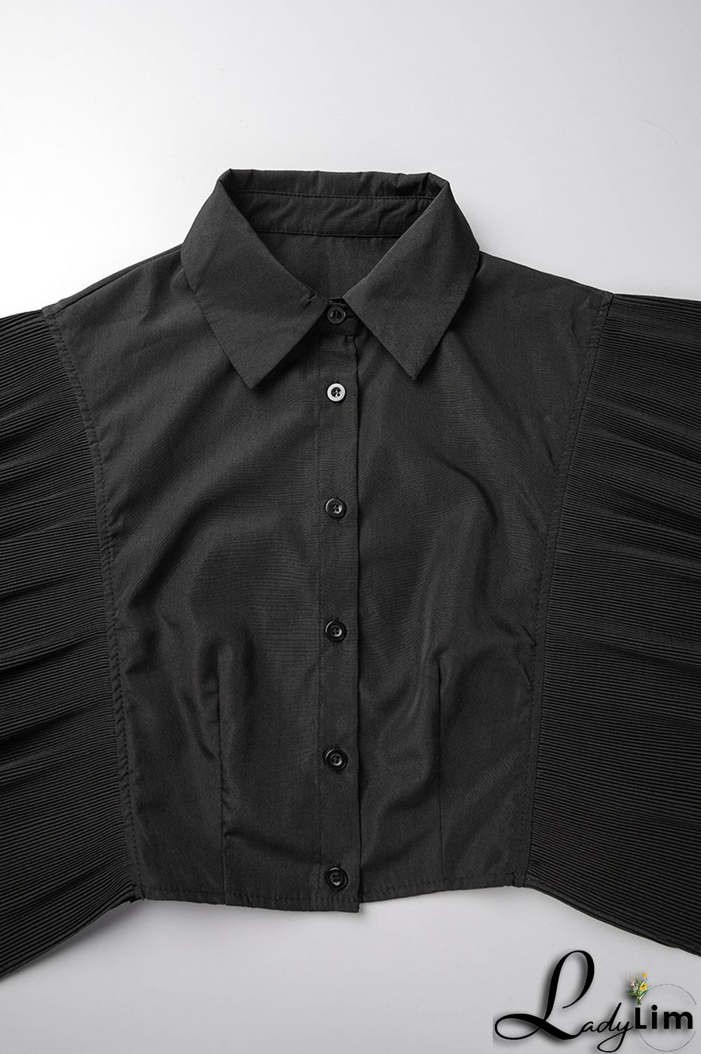 Rose Red Casual Solid Patchwork Buckle Flounce Turndown Collar Tops