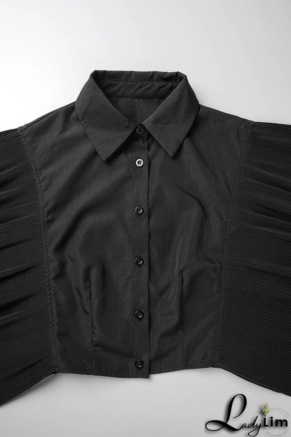 Rose Red Casual Solid Patchwork Buckle Flounce Turndown Collar Tops