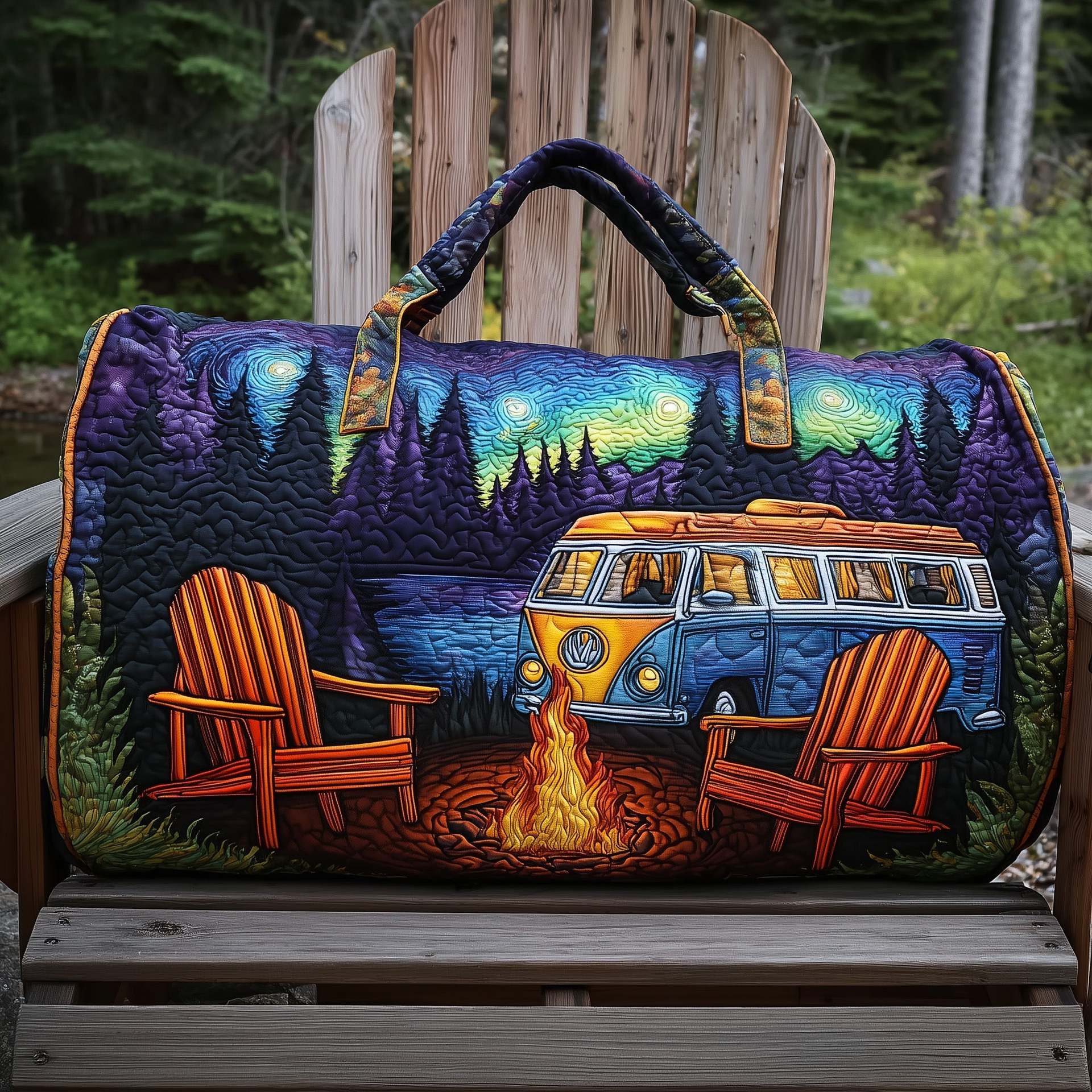 Hippie Van Quilted Duffle Bag elevenforest