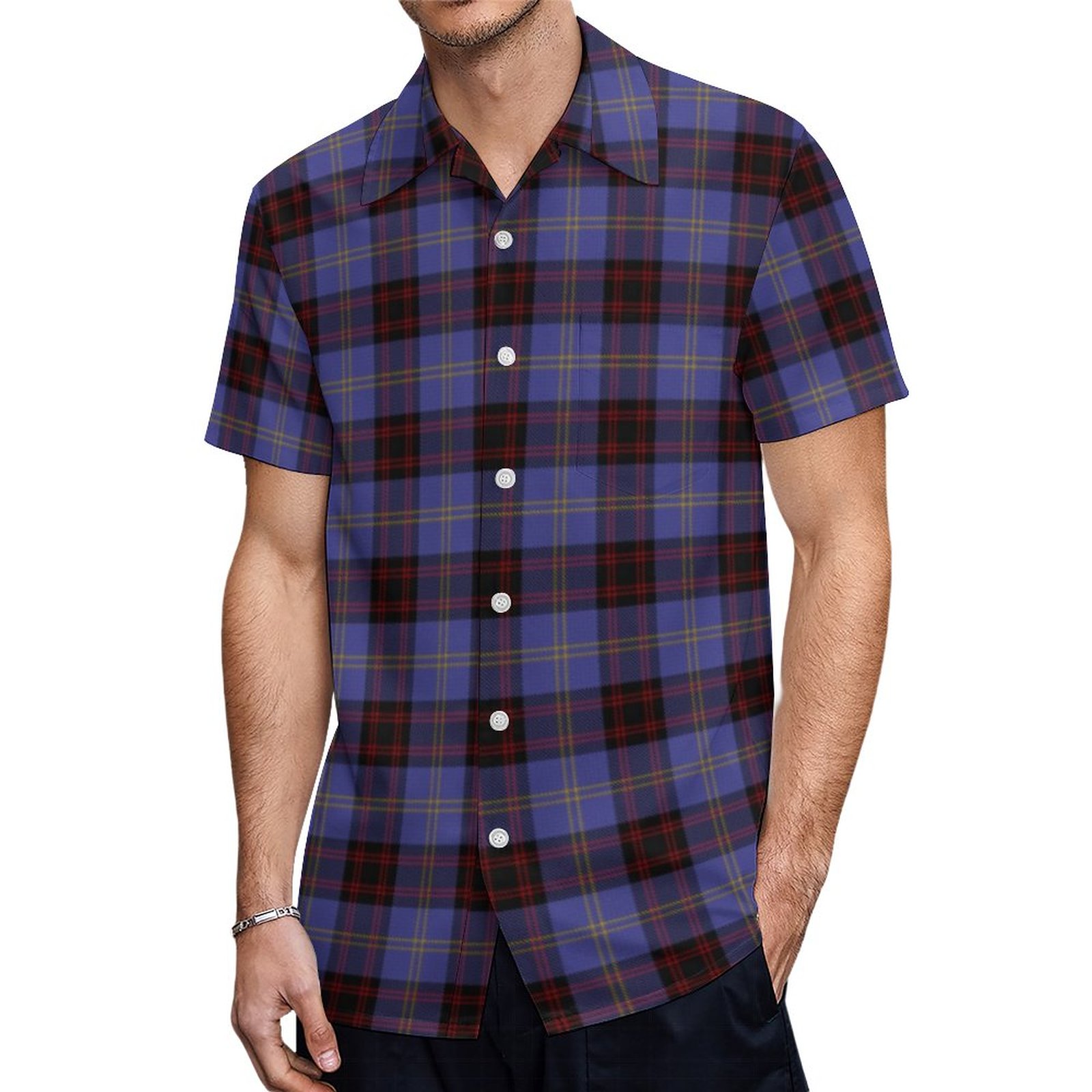 Scottish Clan Rutherford Tartan Hawaiian Shirt Mens Button Down Plus Size Tropical Hawaii Beach Shirts