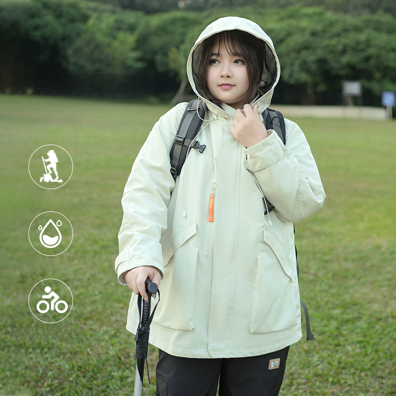 Breathable Waterproof Hooded Plus Jacket for Outdoor Adventure