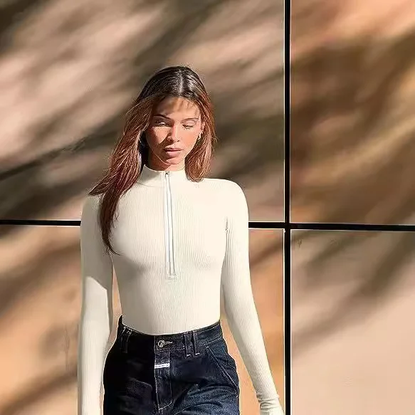 Nigikala Nigikala Long-Sleeved Joint Sexy Rib-Link Long-Sleeved Tops