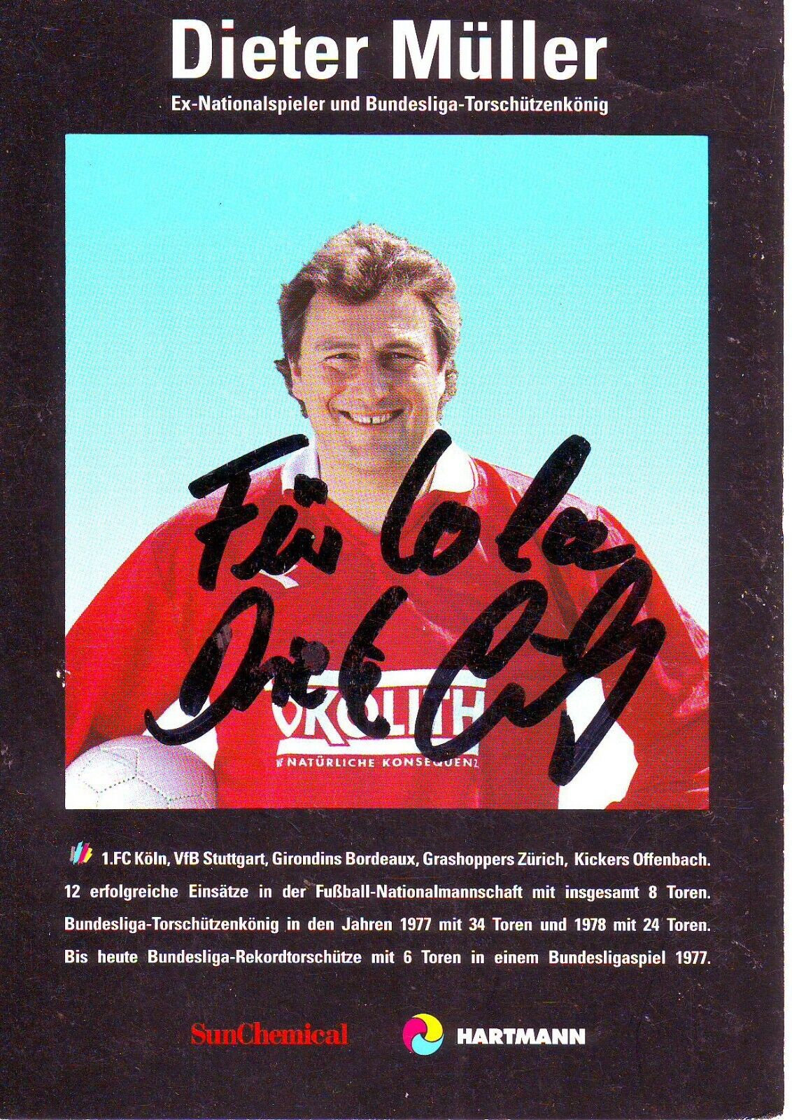 Dieter Müller(10x15) cm Original Autographed Photo Poster painting