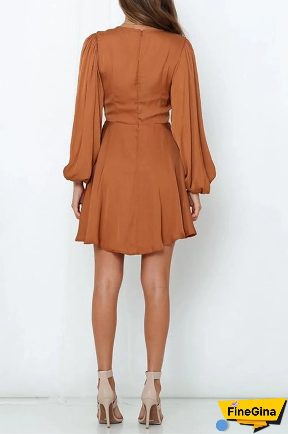 Bow Tie Deep V Neck Mini Dress