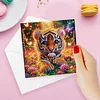 (US Local)6PCS Tiger DIY Diamond Art Greeting Cards Congratulations Cards & Gifts