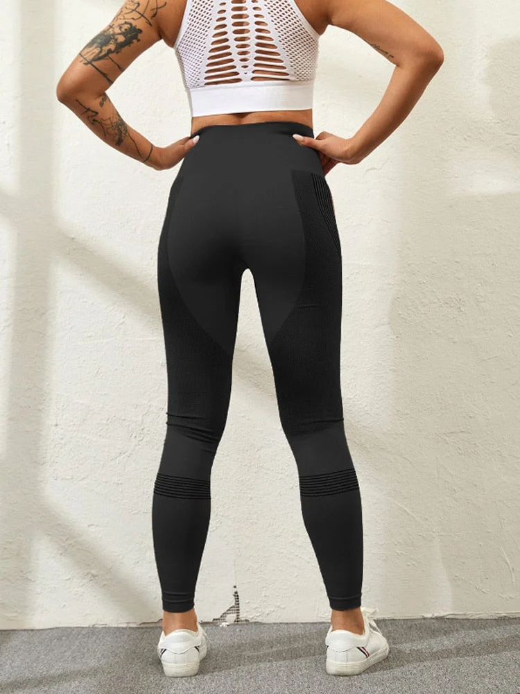 SVOKOR Women Leggings High Waist Peach Hips Gym Leggings Quick-drying Sports Stretch Fitness Pants