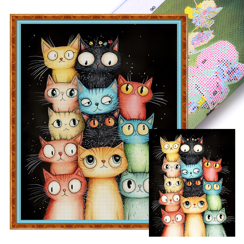 Cat Full 11CT Pre-stamped Canvas(40*50cm) Cross Stitch