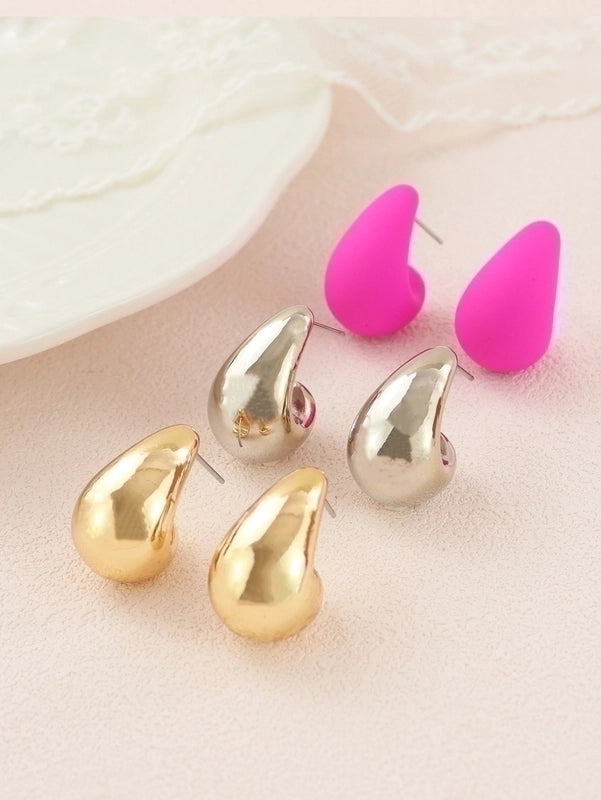 1 Set Minimalist Water Droplets Irregular Stainless Steel Ear Studs