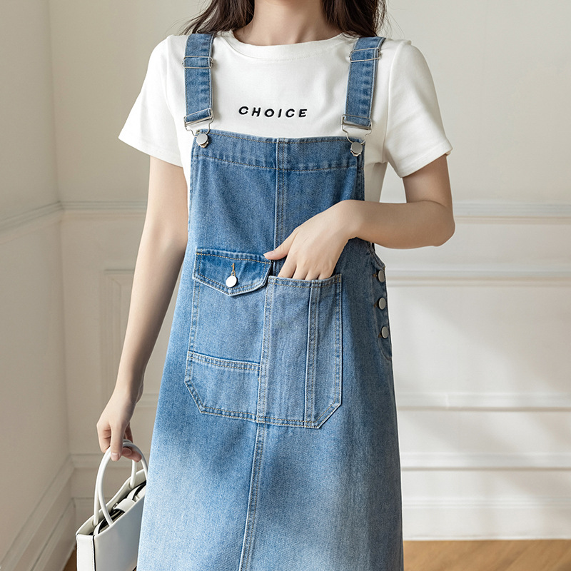 Bkdfamily old hollywood glamour dresses Women Denim Dresses Spring Summer Loose Casual Jean Suspender Strap Dress Large Size Versatile Mid Length Female Vestido