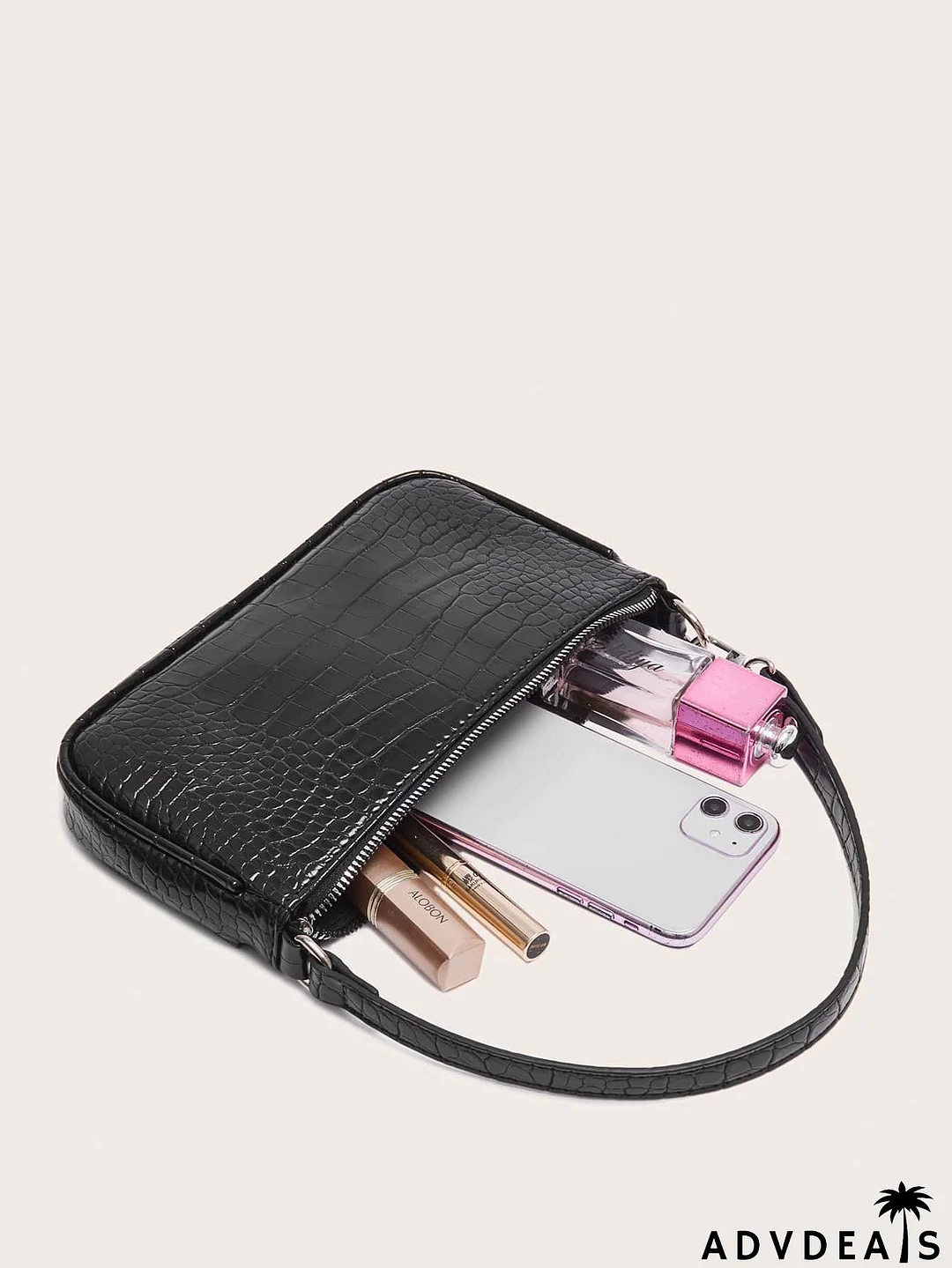 Croc Embossed Baguette Bag